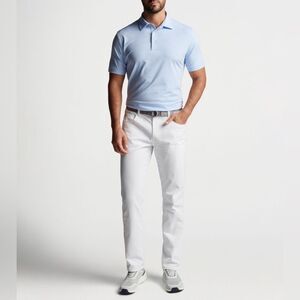 Peter Millar Men’s Blue Striped Cotton Short Sleeve Polo Shirt- Size Large